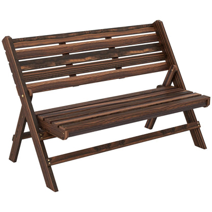 Foldbar Havebænk til 2 Personer – Massivt Træ – Rustikt Design – 122 cm