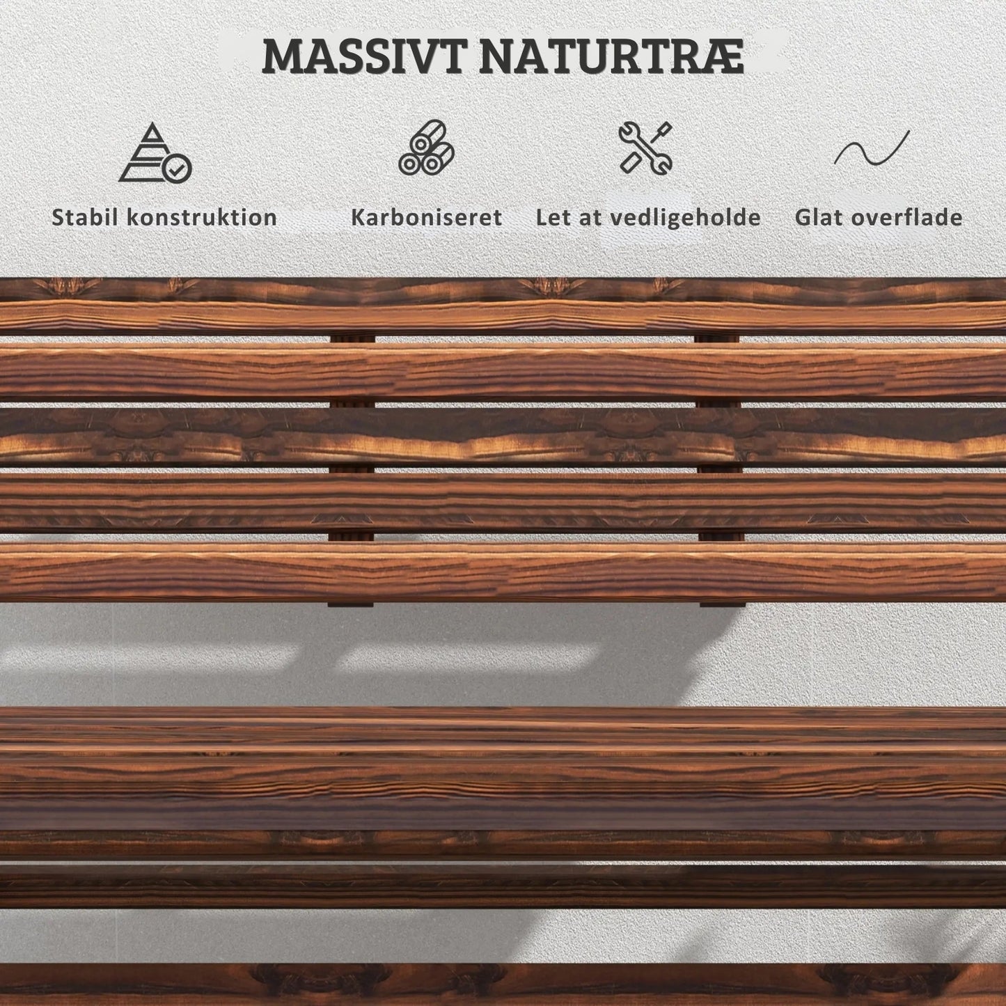 Foldbar Havebænk til 2 Personer – Massivt Træ – Rustikt Design – 122 cm