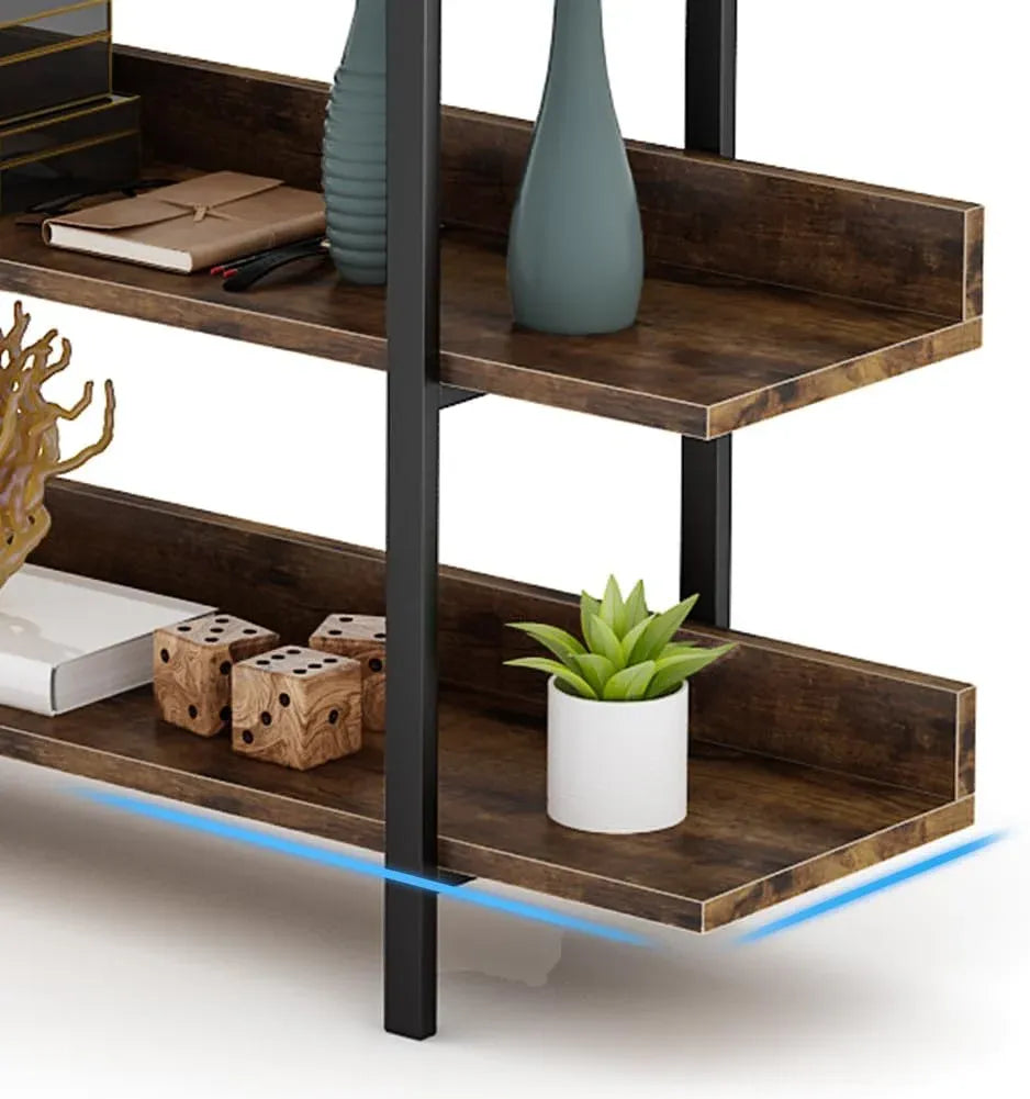 Rustik 5-etagers Bogreol i Træ og Metal – 180 cm – Industriel Stil